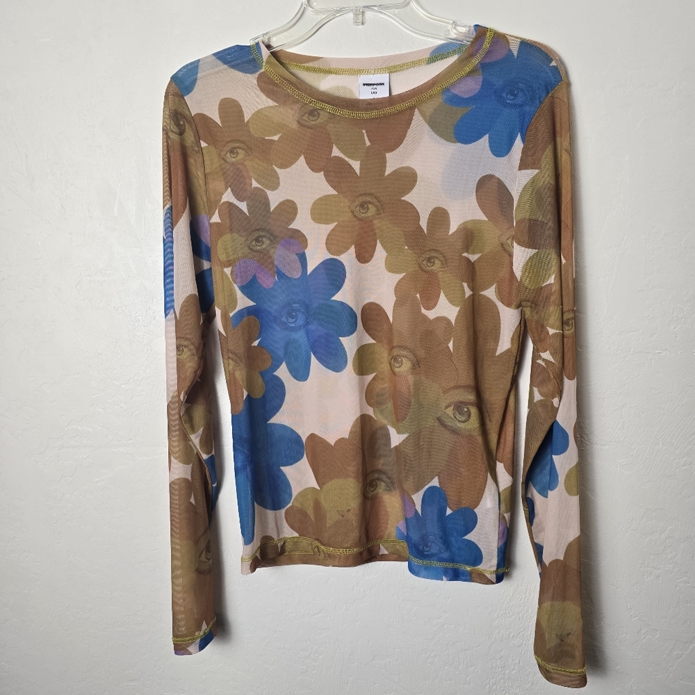 Y2K Sheer Mod Flower Mesh Top Festival Couquette Fairy Grunge Whimish Goth Small - Picture 3 of 12